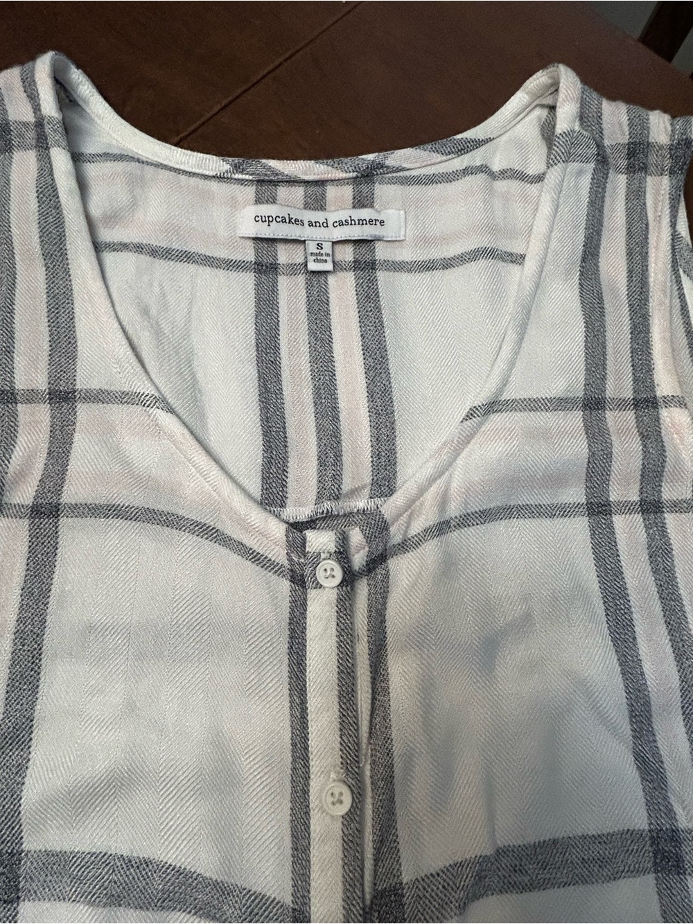 Cupcakes & Cashmere Woman’s Sleeveless White & Gray Plaid Dress w Tie Belt SZ S - Picture 8 of 11